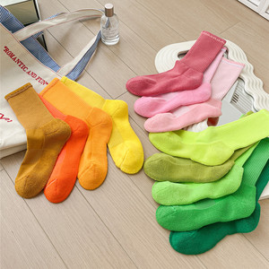 <span class=keywords><strong>Calcetines</strong></span> deportivos coloridos sin costuras para mujer, de algodón grueso, hasta la pantorrilla, antideslizantes, absorbentes del sudor, informales, para primavera-otoño - Product Image 2