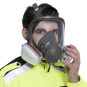 Masker Gas Wajah Penuh Kartrid Respirator, Gas Kimia Pelindung Filter Ganda Promosi Pabrik - Product Image 5