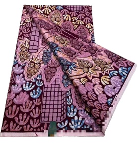 Tissu en organza batik peigné doré WAX de 6 yards pour sacs, robes, literie - Tissu tissé respirant pour filles/femmes - Product Image 1