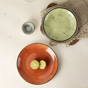 YAYU Set Pesta langsung pabrik, warna-warni Restoran untuk Makan Malam, piring Salad pedesaan keramik hijau unik porselen - Product Image 2