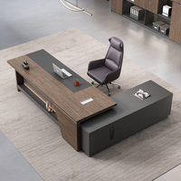 Conjunto de Escritorio y Silla Ejecutiva Minimalista Moderna de Alta Gama con Construcción de Madera para Espacios Comerciales