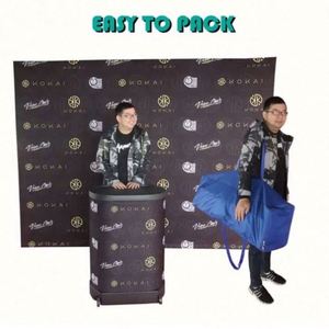 Support d'affichage mural rétractable 3x3 3x4 avec design incurvé, en polyester/PVC, impression numérique - Product Image 5