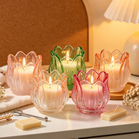 Mini porte-bougie en verre en forme de tulipe colorée, romantique et élégant, 115 ml (4 oz), pour la fabrication de bougies, idéal pour la décoration de mariage et de Noël
