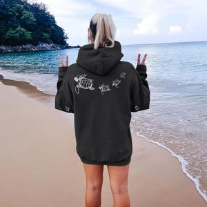 Sudadera con Capucha de Tortuga Marina FOXA para Mujer, Sudadera Holgada de Felpa, Talla Grande, Hombros Caídos, Diseño Gráfico, Estética Oceánica - Product Image 5