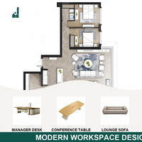 Service de conception de bureaux commerciaux modernes |   Planification personnalisée de la disposition des espaces avec vue panoramique 3D en réalité virtuelle