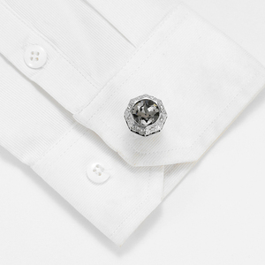 Hot Selling High Quality Octagonal Grey Crystal Alloy Cufflinks for Men Luxury Diamond Cuff Links Shirts - Product Image 4