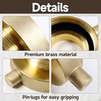 Adaptateur de tuyau d'hydrant Unrulysoul 2-1/2\" NH NST femelle x 2\" NPT mâle en laiton avec embouts à broches dorés