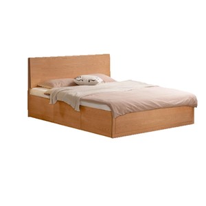 Lit avec coffre de rangement Rhein en bois massif, lit haut moderne et minimaliste, meubles de chambre à coucher pour adultes, enfants et personnes âgées - Product Image 1