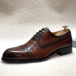 Zapatos Oxford Formales de Negocios de Cuero Genuino para Hombre, Zapatos de Vestir Hechos a Mano de Lujo con Diseño de Estampado, Zapatos de Oficina con Cordones para Boda - Product Image 6
