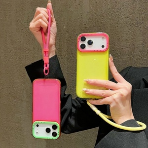 Coque de téléphone transparente aux couleurs contrastées, effet bonbon, avec sangle, pour iPhone XR XS Max 11 17 Pro Max - Product Image 2