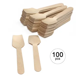 Little Wooden Ice Cream Spoons For Tasting Sampling Yogurt