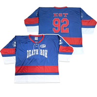 Jersey Hoki Es Kustom Berkualitas Tinggi untuk Semua Musim, Bahan Tackle Twill, Jahitan Personal, Jersey Hoki yang Dapat Disesuaikan