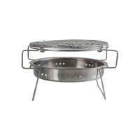 Mini gril rond de BBQ en acier inoxydable, gril de charbon en acier inoxydable, filet de gril