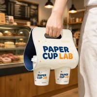 Maßgefertigte Marineblaue Kontrast-2-Becher-Träger aus Recycling-Kunstpapier, Faltbare Handliche Kaffeegetränketräger für Cafés & Takeaway-Verwendung
