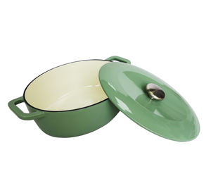 Nouvelle Arrivée Casserole Ovale en Fonte Émaillée, Marmite Hollandaise Antiadhésive, Matériau Métallique Durable, 5,4 L - Product Image 5