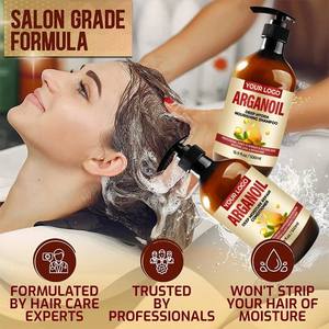 Shampooing et après-shampooing à l'huile d'argan bio, traitement coiffant liquide sans rinçage anti-frisottis, formule concentrée pour tous, marque privée - Product Image 1