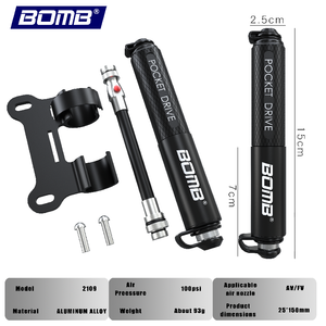 Pompe à air pour vélo BOMB, pompe manuelle pour vélo, mini pompe à pneu de vélo, pompe à vélo portable, alliage d'aluminium, vente en gros OEM - Product Image 4