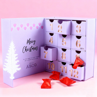 Emballage cosmétique Boîte aveugle mystère Cadeaux de Noël Carton Calendrier de l'Avent Gaufrage Impression Surprise Boîte d'emballage vide