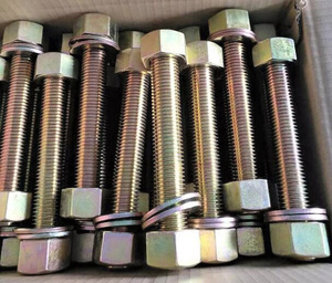 Bullone a Testa Cilindrica in Acciaio Legato di Grado Industriale con 2 Dadi, Filettatura UNC, Zincato, Galvanizzato a Caldo, Ossido Nero - Rivestimento PTFE, Liscio - Product Image 1