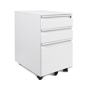 Meuble de rangement mobile en métal pour bureau, avec roulettes universelles, armoire à 3 tiroirs en acier et design col de cygne - Product Image 2