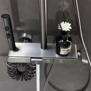 Set sistem air hujan Pancuran kuningan ruang cerdas, Set keran air hujan dengan 4 fungsi keran air dingin dan panas untuk kamar mandi - Product Image 2