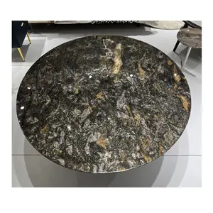 Natural Luxury Wavy Double Bull Nose Platinum Granite City Style Hotel Registration Desk Bar Top Round Oval Table Top