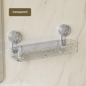 Étagère de rangement en plastique à ventouse pour salle de bain murale <span class=keywords><strong>sans</strong></span> trous de perçage Support de rangement - Product Image 2