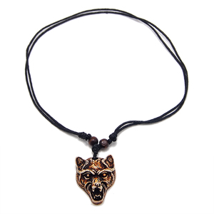 Collana da uomo FX004 in stile punk vintage con ciondolo a testa di <span class=keywords><strong>lupo</strong></span>, gioiello retrò con ciondolo, amuleto in finta osso di yak, regalo per feste - Product Image 5