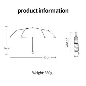Wholesale Modern Straight Black Coating Sunscreen Windproof 3 Fold Polyester Pongee Business Gifts Travel Folding <b>Umbrellas</b> - Product Image 5