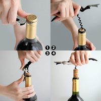 Ensemble de 4 bouchons de vin rouge, ouvre-bouteille de bière, tire-bouchon, verseur de vin, outil pour bouteille de vin, ensemble en acier inoxydable, boîte cadeau