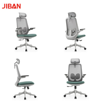 Chaise de bureau ergonomique en maille vert clair avec appui-tête et accoudoirs réglables, pivotante et inclinable, design moderne pour la maison, l'atelier, vente en gros