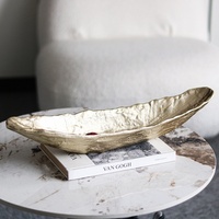 Plateau créatif en résine synthétique motif feuille, style bateau, haut de gamme, luxe léger, pour salon et table à manger, doux au toucher