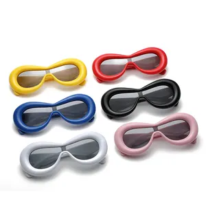 Cute Candy Color 2023 Women Inflated Cateye Sunglasses Funny Eyewear Men Thick Luxury Brand Glasses Vintage Hombre