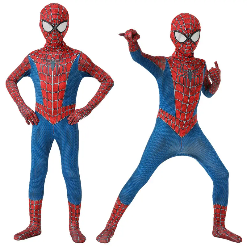 Cadılar bayramı Cosplay örümcek adam tayt tek parça takım elbise tulum giysileri Expedition çocuk cadılar bayramı örümcek adam kostüm çocuklar için