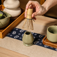 Juego de Tazas de Matcha de Cerámica Esmaltada Verde, Batidor de Bambú, Tamiz, Herramientas Tradicionales Japonesas para Té, Juego de Tazas y Jarras para Matcha