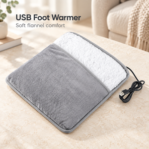 <span class=keywords><strong>Calentador</strong></span> de Pies USB con Tela Compuesta de Franela Suave y Cable de Alimentación Integrado, Almohadilla Eléctrica Gris para Calor en Interiores en Invierno - Product Image 1