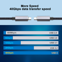 Harga C kabel Laptop usb 4 Tb3 40gbps kabel Kable 40 Gb bersertifikat 0.3m untuk Thunderbolt 3 (usb-c) (0.8m)