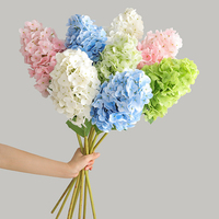 BF-HG23 Bloom Floral Vente en gros de haute qualité, Hortensias artificiels en latex à toucher réaliste, vert et bleu, fleurs d'hortensia
