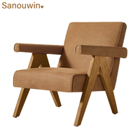 Fauteuil de salon populaire à une place, confortable, en tissu avec cadre en bois massif pour la décoration de la maison