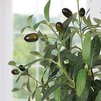 Arbre d'olivier artificiel durable de 120 cm (4 pieds) de haut, plante en pot en soie, fausses branches et fruits pour la maison, intérieur/extérieur