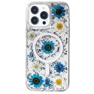 Funda Personalizada para Teléfono Móvil 16 Pro Pro Max, Resistente al Agua, con Flores Secas Prensadas Reales, Magnética, Hecha <span class=keywords><strong>a</strong></span> Mano, con Purpurina, TPU+PC - Product Image 4