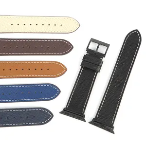 Leather Watch Strap 21mm Deployment Clasp Watch Series 7 Genuine Leather Bands For Apple Watch Ultra