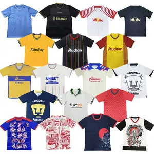 Wholesale Youth Kids American Football Clothes Uniform Sew Sports Football Jersey Thailand Supplier Yellow Blue Soccer Uniform