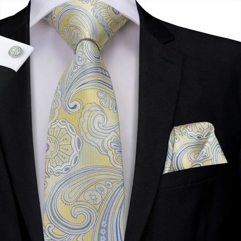 Cravatte da uomo in seta italiana Paisley di lusso Jacquard di alta qualità