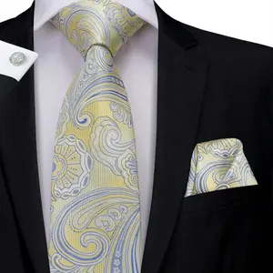 Men's Neckties High Quality Jacquard Luxury Mens Ties Paisley Italian Silk Neckties Sets