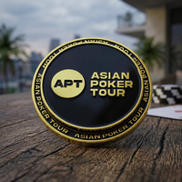 Pièce commémorative personnalisée pour événements de poker, en alliage de zinc émaillé, plaquée or, avec motif de poker rotatif, cadeau d'anniversaire