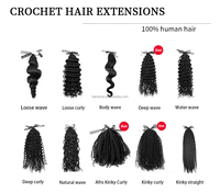 Meilleures ventes Nouveau produit Cheveux humains pré-bouclés pour crochet Water Wave Cheveux à crocheter Extensions de cheveux humains à effet plume
