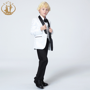 Nimble Weiß Hochwertiges Dreiteiliges Jungen-Anzug-Set Hochzeits-Klavier-Kostüme Kinder-Anzug Partykleidung Baby-Jungen-Anzug - Product Image 4