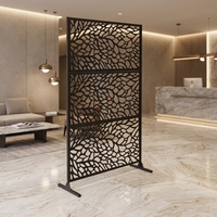 Paravent mobile sur pied en métal découpé au laser, style Art Déco géométrique ajouré