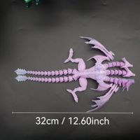 FUSEJOY 3D-Gedrucktes PLA Dreiköpfiges Ghidorah-Spielzeug mit Beweglichen Gelenken & Beweglichen Flügeln - Kleine Größe